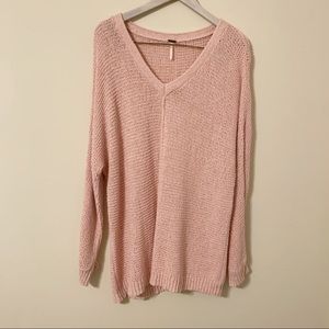 Free People Oversized Tunic Blush Pink Sweater